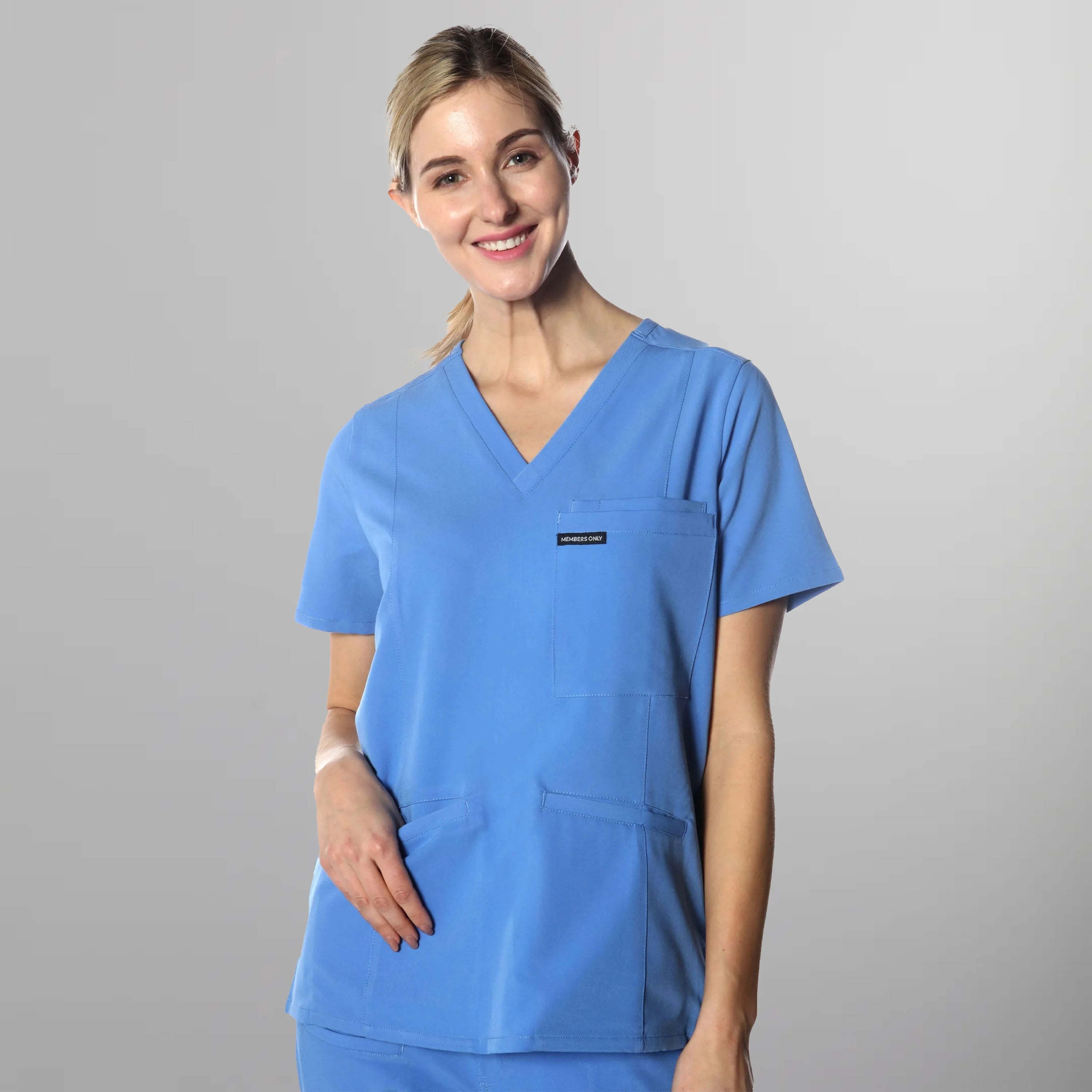 Siena 5-Pocket Scrub Top Womens Scrub Top Members Only Ceil Blue X-Small 