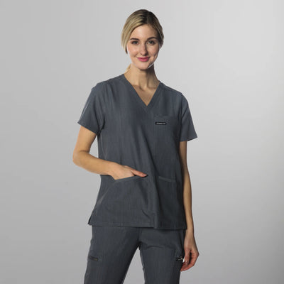 Siena 5-Pocket Scrub Top Womens Scrub Top Members Only Graphite X-Small 