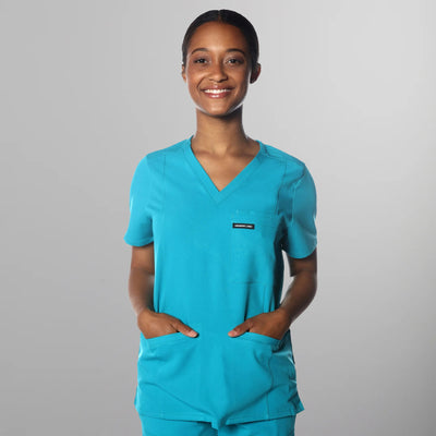 Siena 5-Pocket Scrub Top Womens Scrub Top Members Only Teal X-Small 