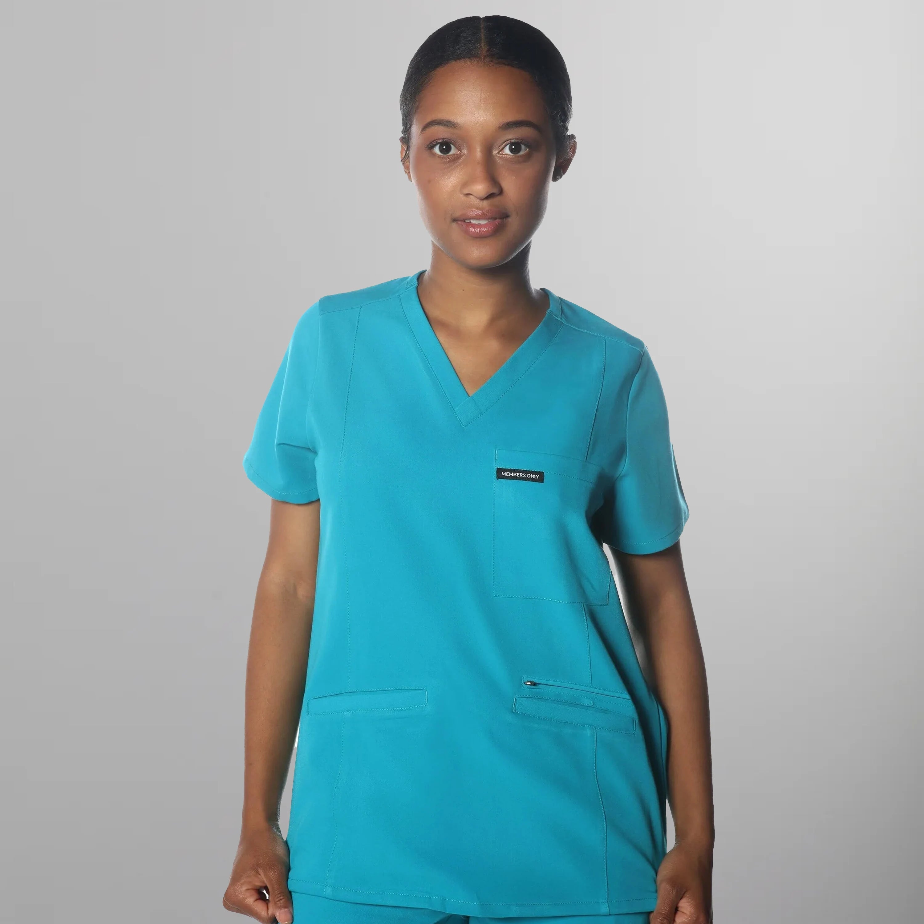 Palermo 4-Pocket Scrub Top Womens Scrub Top Members Only Teal X-Small 