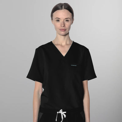 Bari 1-Pocket Scrub Top Womens Scrub Top Members Only | Black