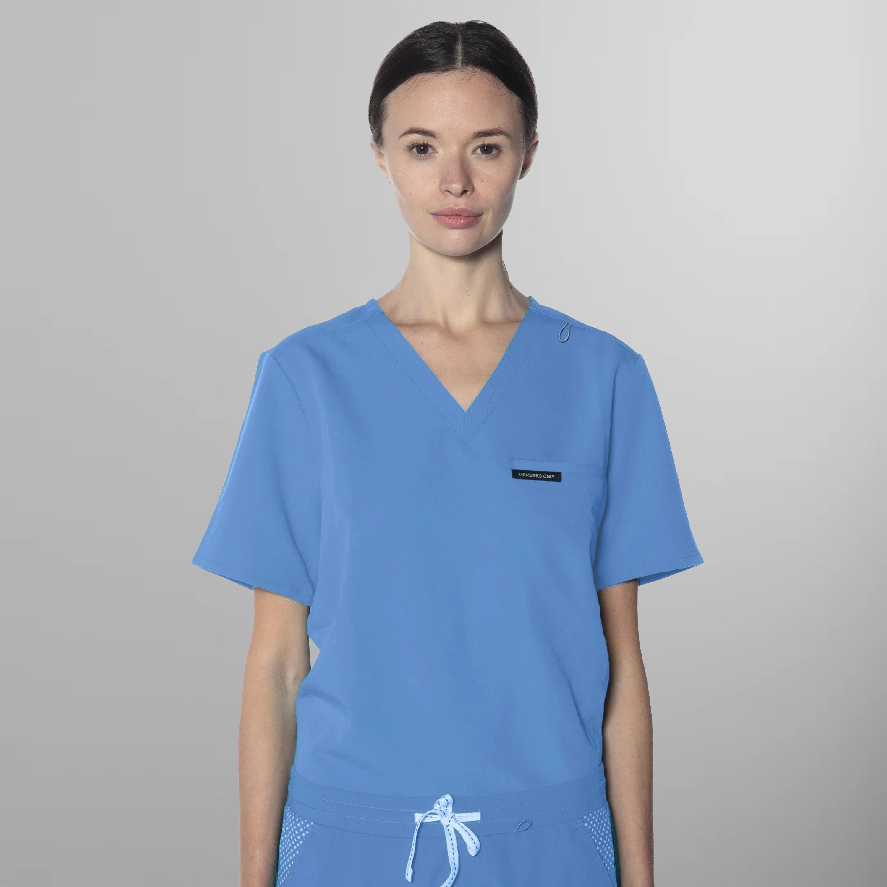 Bari 1-Pocket Scrub Top Womens Scrub Top Members Only | Ceil Blue