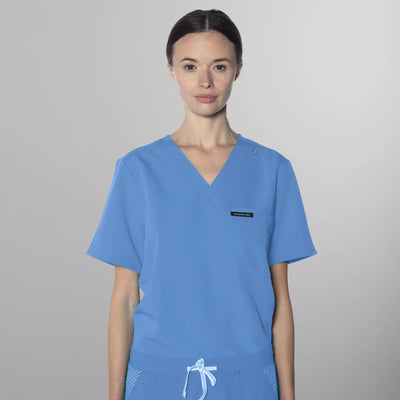 Bari 1-Pocket Scrub Top Womens Scrub Top Members Only | Ceil Blue