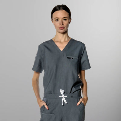 Bari 1-Pocket Scrub Top Womens Scrub Top Members Only | Graphite