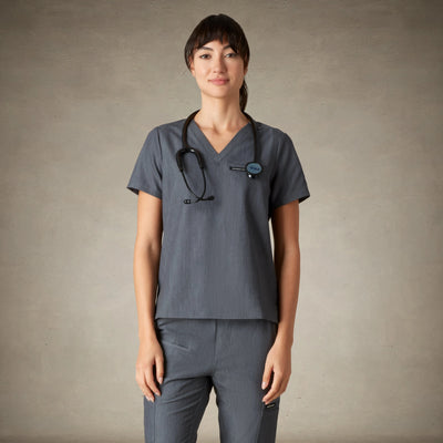 Bari 1-Pocket Scrub Top Womens Scrub Top Members Only® Graphite 2X-Small 