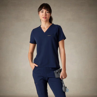 Bari 1-Pocket Scrub Top Womens Scrub Top Members Only® Navy 2X-Small 