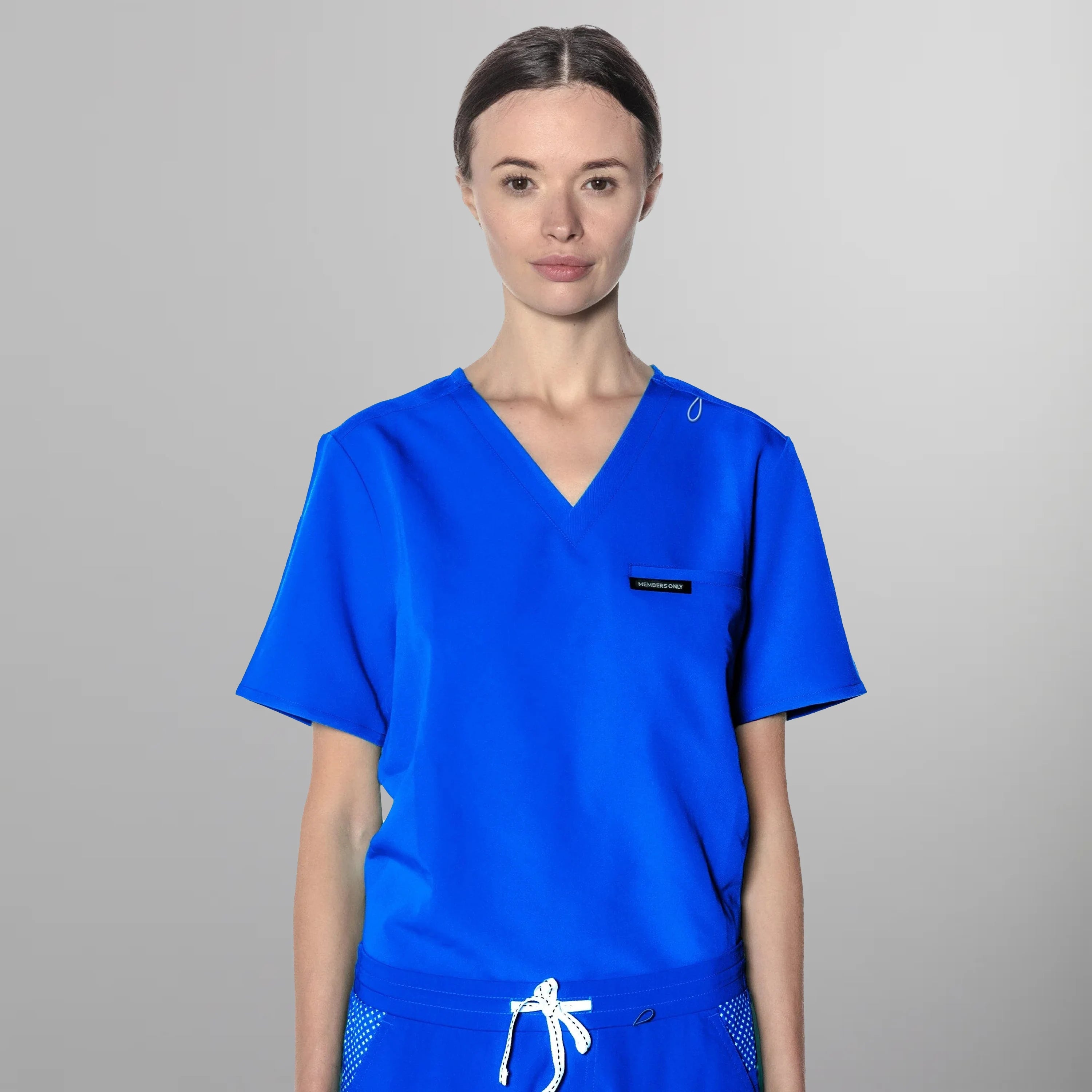 Bari 1-Pocket Scrub Top Womens Scrub Top Members Only Royal Blue 2X-Small 