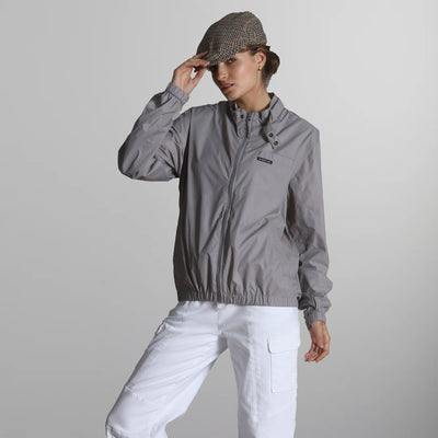 Women's Windbreaker Oversized Packable Jacket Womens Jacket Members Only Light Grey Small 