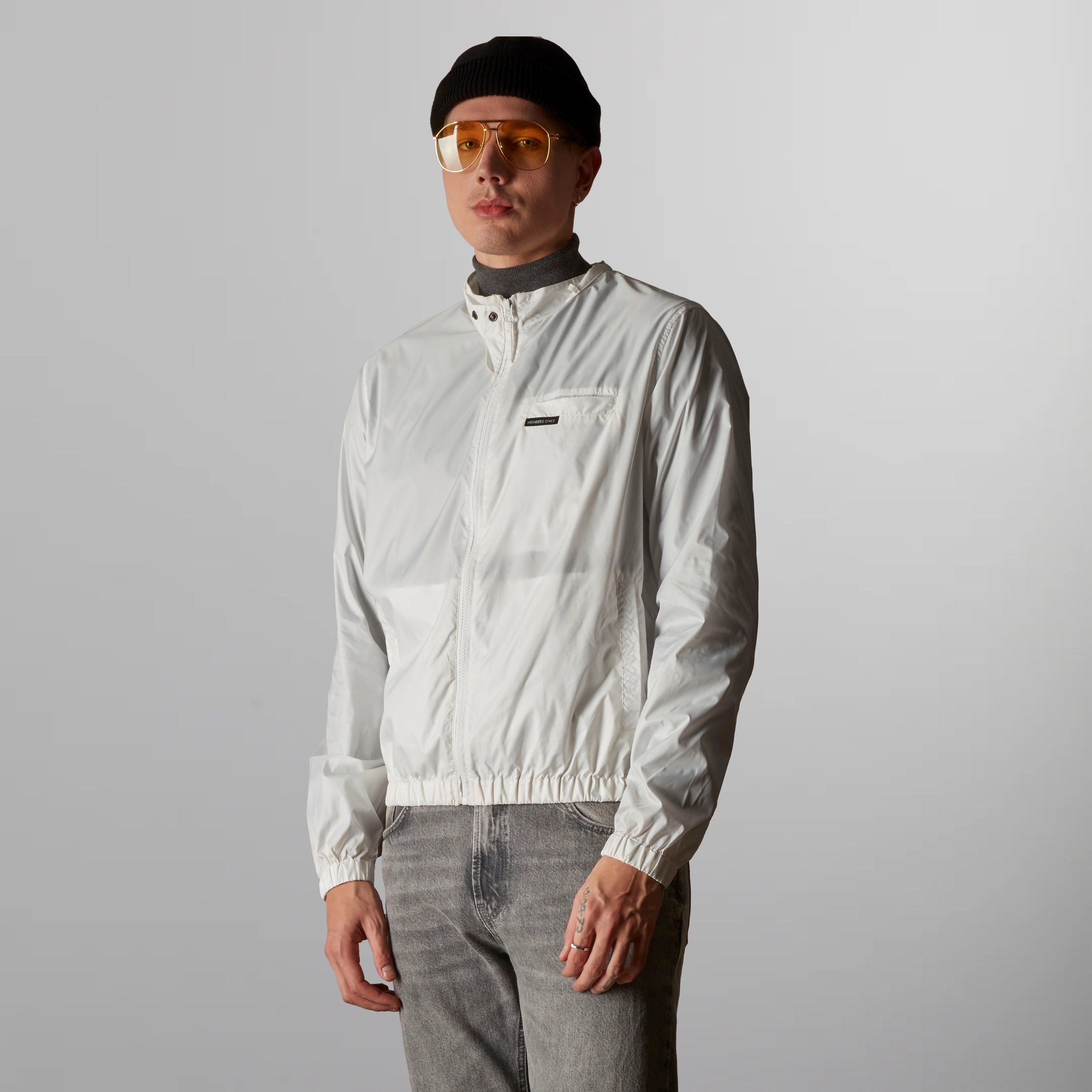 Men's Windbreaker Packable Jacket Men's Jacket Members Only White Small 