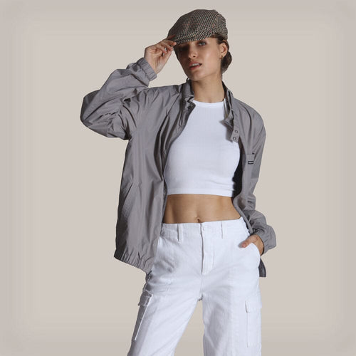 Women's Windbreaker Oversized Packable Jacket Womens Jacket Members Only® Light Grey Small 