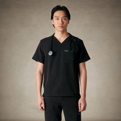 Brighton 3-Pocket Scrub Top Mens Scrub Top Members Only® Black Small 