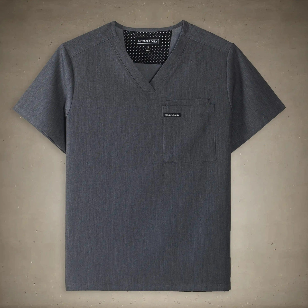 stylish Brighton 2-Pocket Mens Scrubs Top for hospital uniforms Grey Small