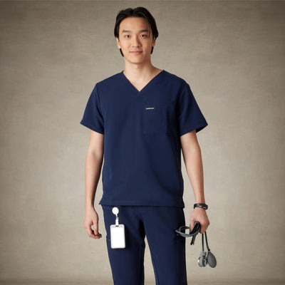 Brighton 3-Pocket Scrub Top Mens Scrub Top Members Only® Navy Small 