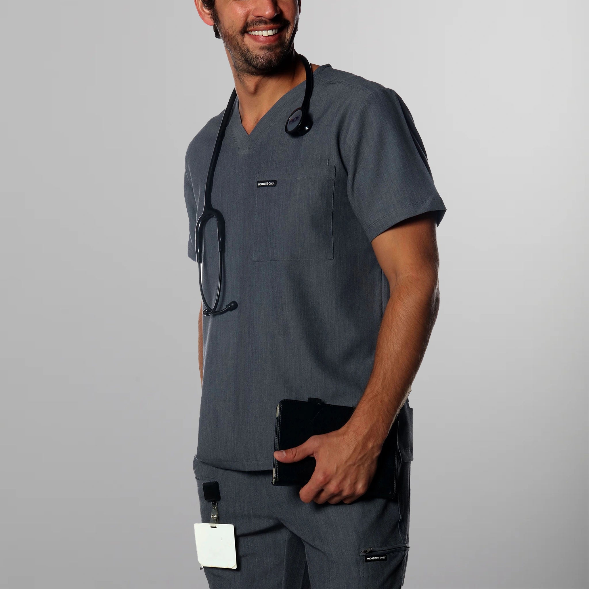 Brighton 3-Pocket Scrub Top Mens Scrub Top Members Only | Graphite