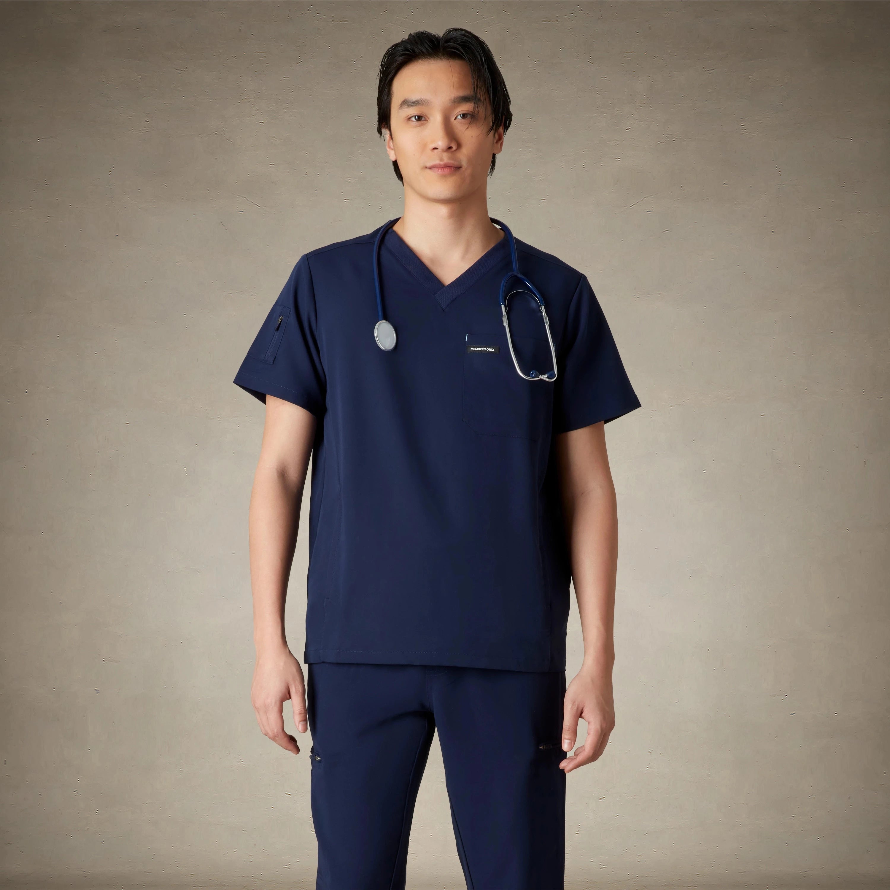 Manchester 3-Pocket Scrub Top Mens Scrub Top Members Only® Navy Small 