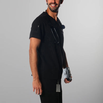 Manchester 3-Pocket Scrub Top Mens Scrub Top Members Only | Black