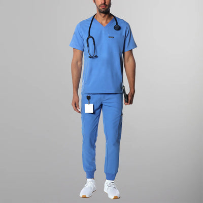 Manchester 3-Pocket Scrub Top Mens Scrub Top Members Only | Ceil Blue