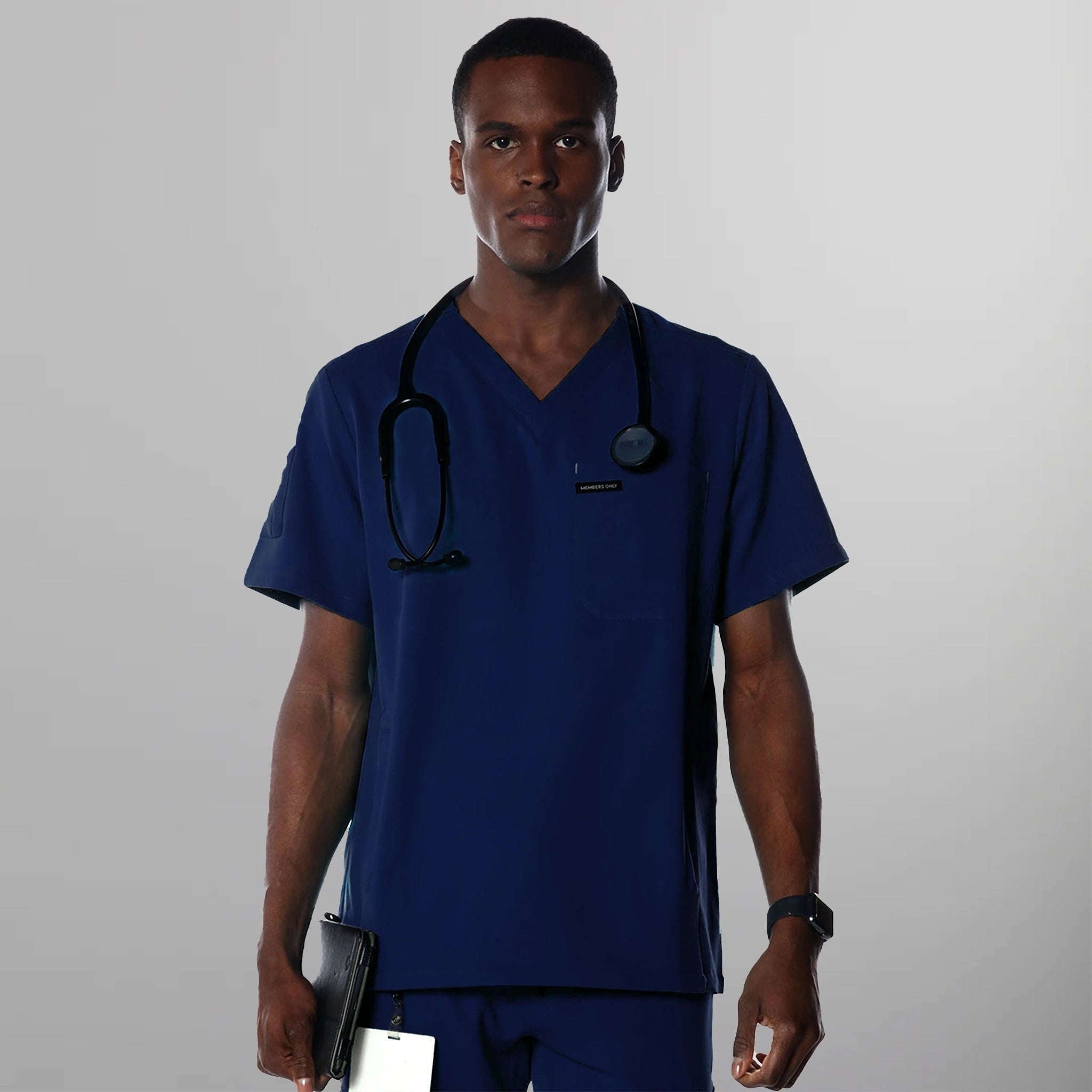 Manchester 3-Pocket Scrub Top Mens Scrub Top Members Only Navy Small 