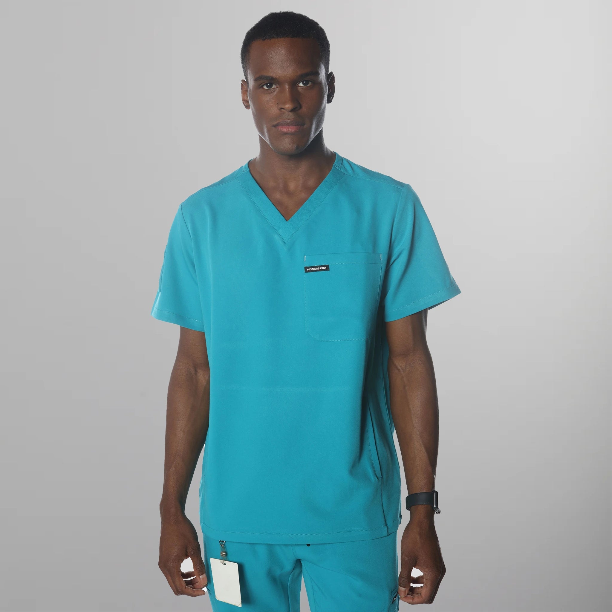 Manchester 3-Pocket Scrub Top Mens Scrub Top Members Only Teal Small 