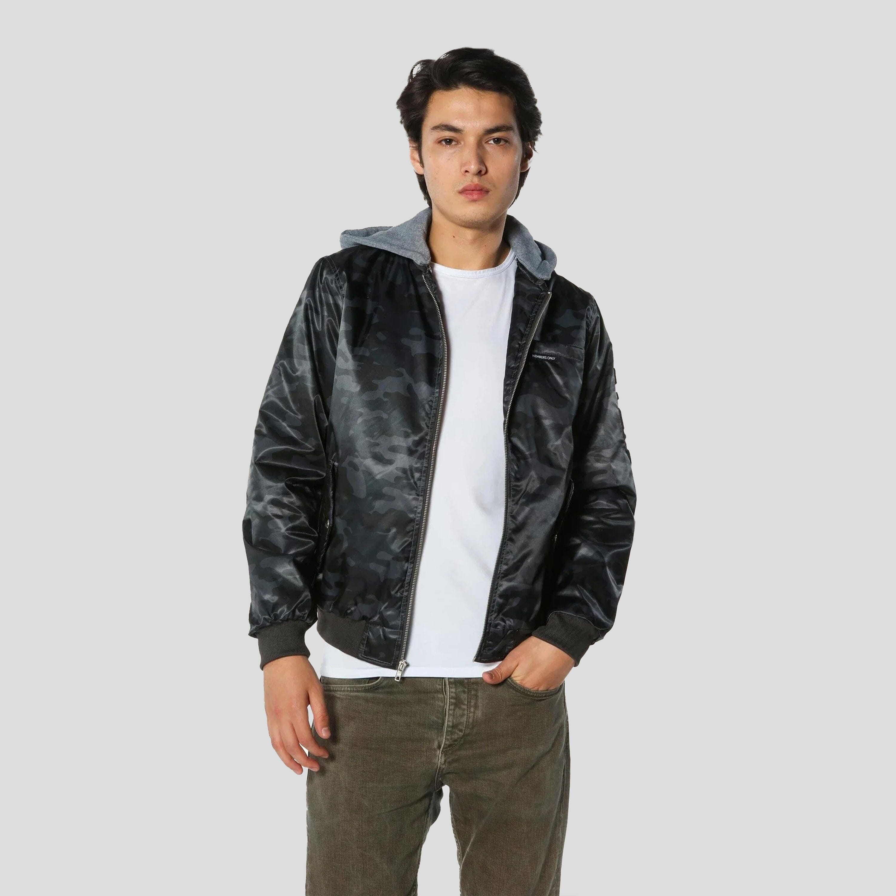 Men's Flight Satin Twill Hooded Jacket | Members Only – Members Only®