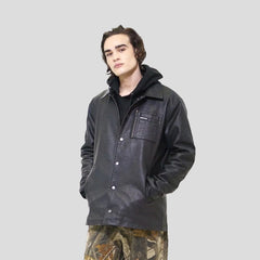 Clearance - Members Only Men's Coach Jacket with Detachable Hood Black