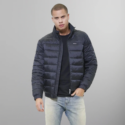 Men's Faux Leather Moto Puffer Jacket - FINAL SALE Men's Jackets Members Only Charcoal Small 