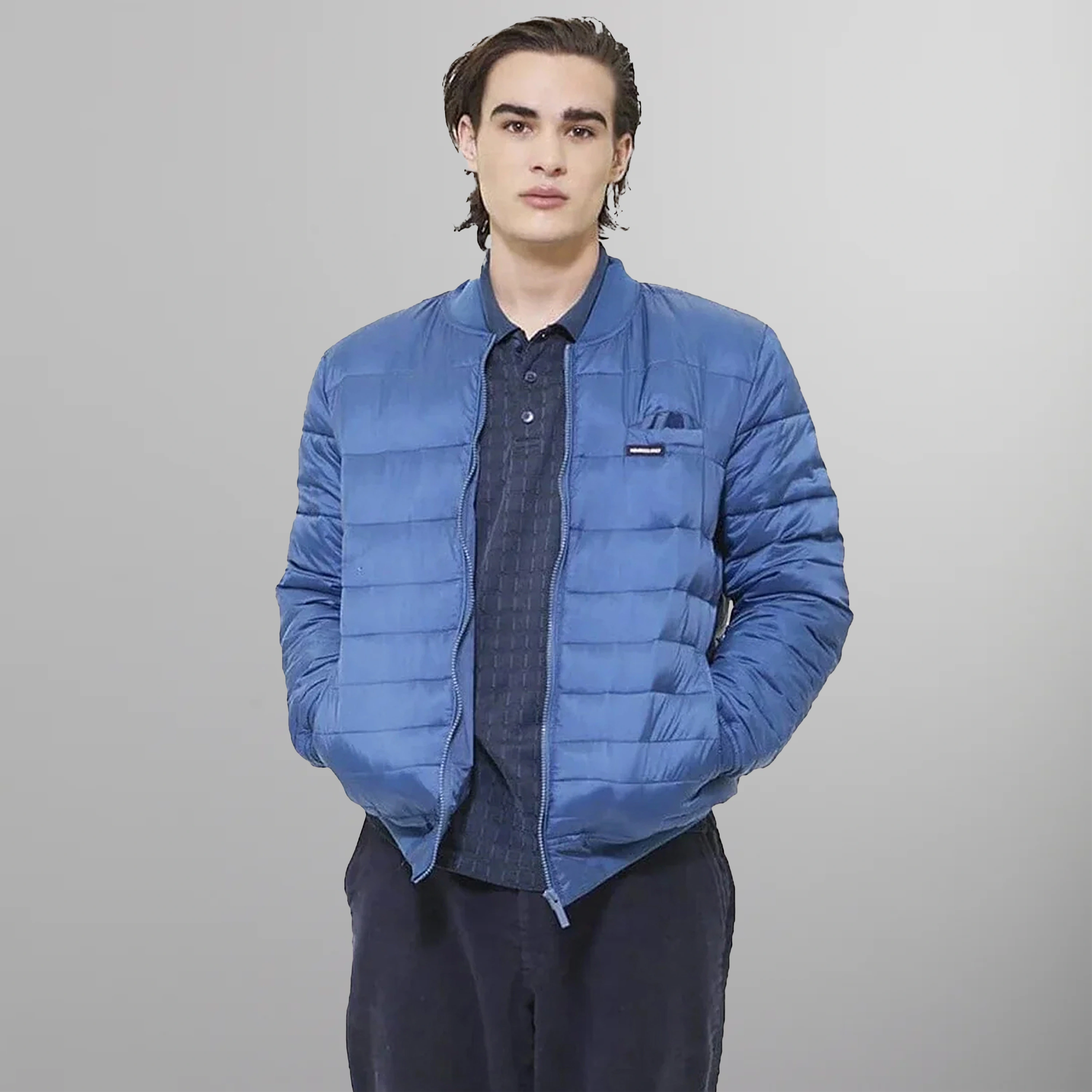 Puffer jacket blue mens sales
