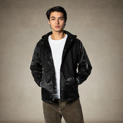 Men's Coach Jacket with Fleece Hood - FINAL SALE Men's Jackets Members Only® Black Small 