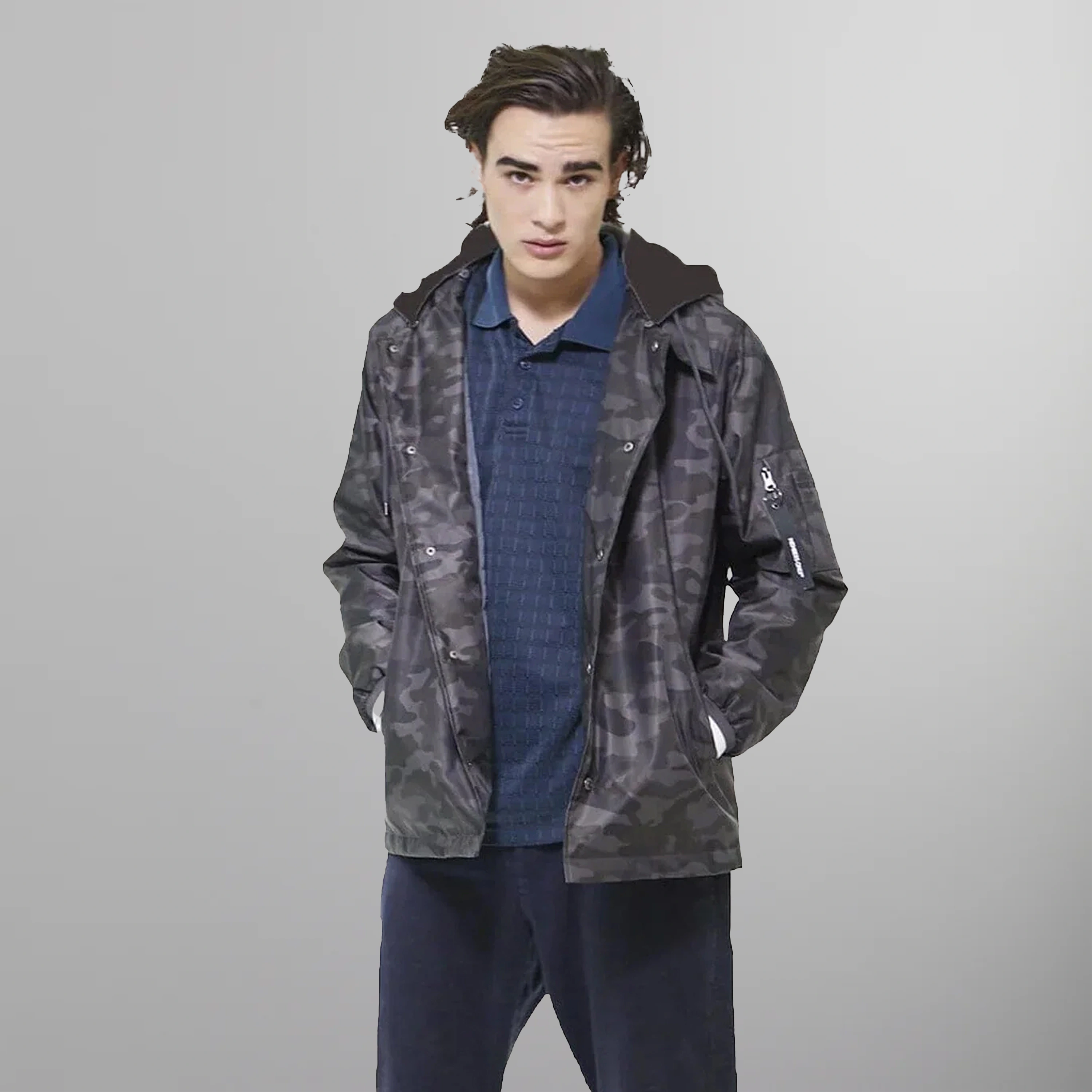 Members Only Men s Coach Jacket with Fleece Hood Black