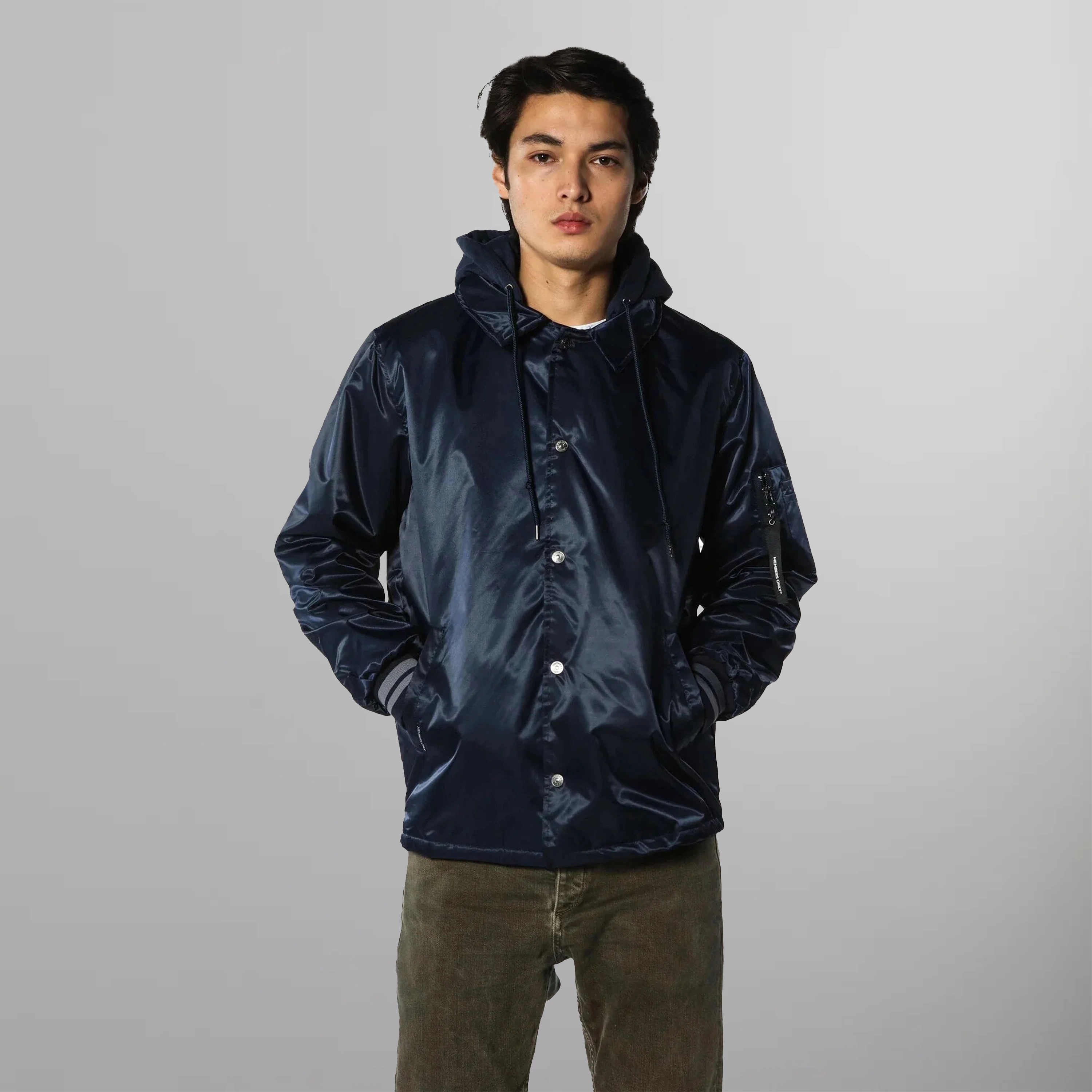 Members Only Men s Coach Jacket with Fleece Hood Black