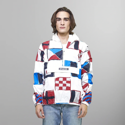 Men's Flag Print Pullover Windbreaker Jacket - FINAL SALE Men's Jackets Members Only White Small 