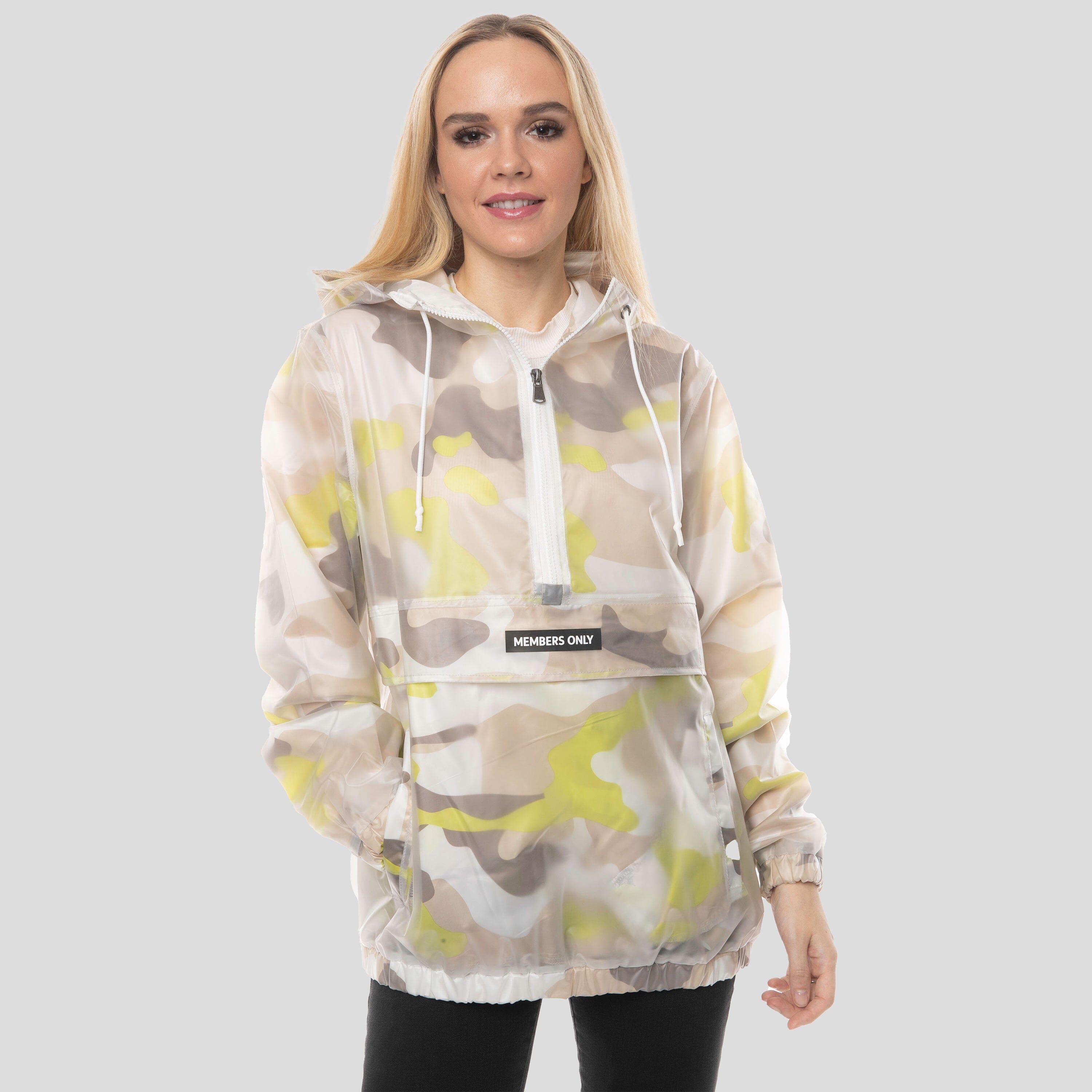 Women's Translucent Camo Print Popover Oversized Jacket - FINAL SALE Womens Jacket Members Only 