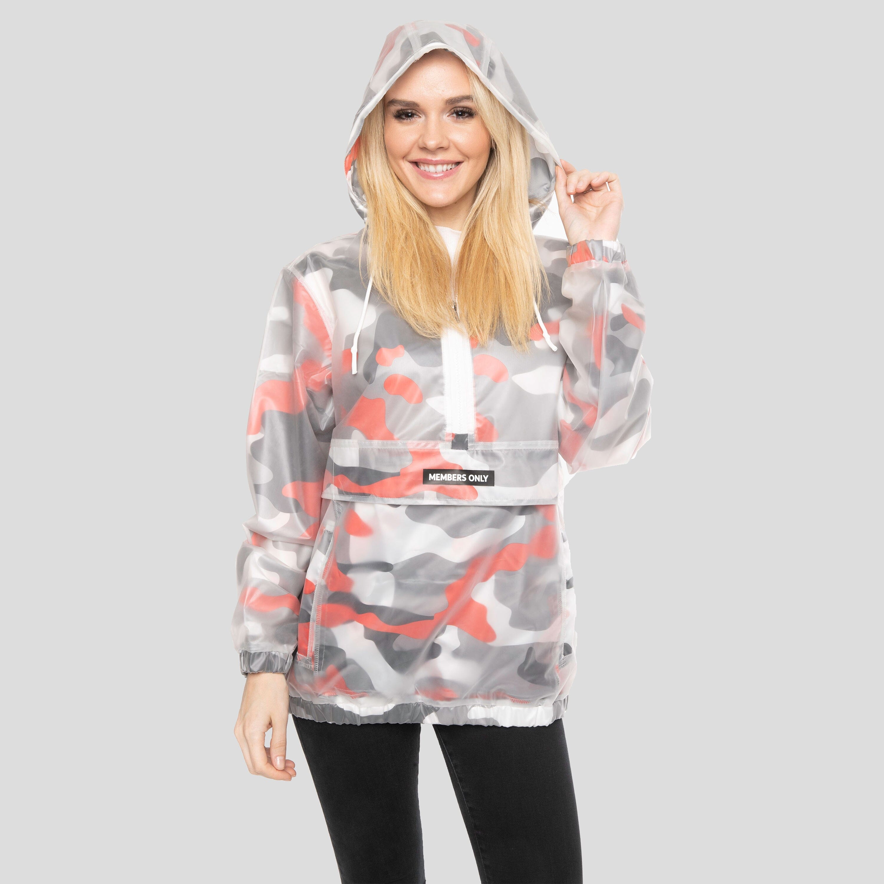 Women's Translucent Camo Print Popover Oversized Jacket - FINAL SALE Womens Jacket Members Only 