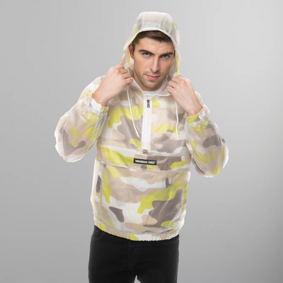 Men's Translucent Camo Print Popover Jacket - FINAL SALE Men's Jackets Members Only Lime Small 