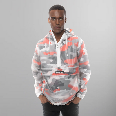 Men's Translucent Camo Print Popover Jacket - FINAL SALE Men's Jackets Members Only Orange Small 