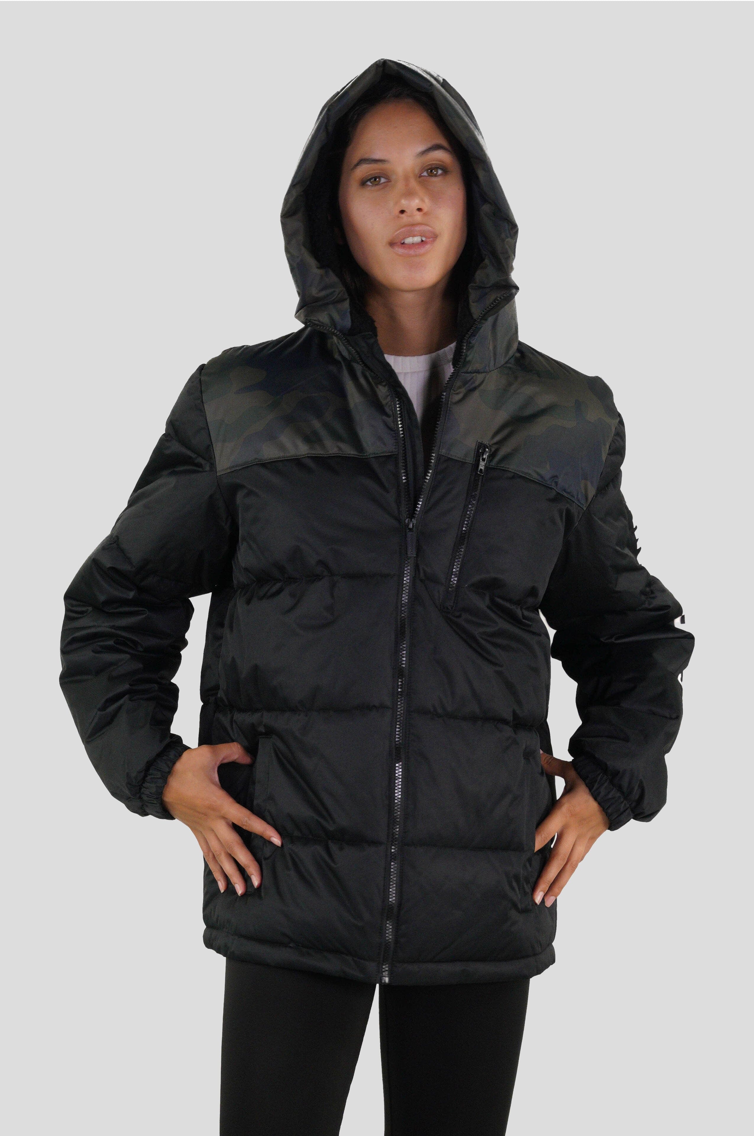 Women's Twill Block Puffer Oversized Jacket - FINAL SALE Womens Jacket Members Only BLACK Small 