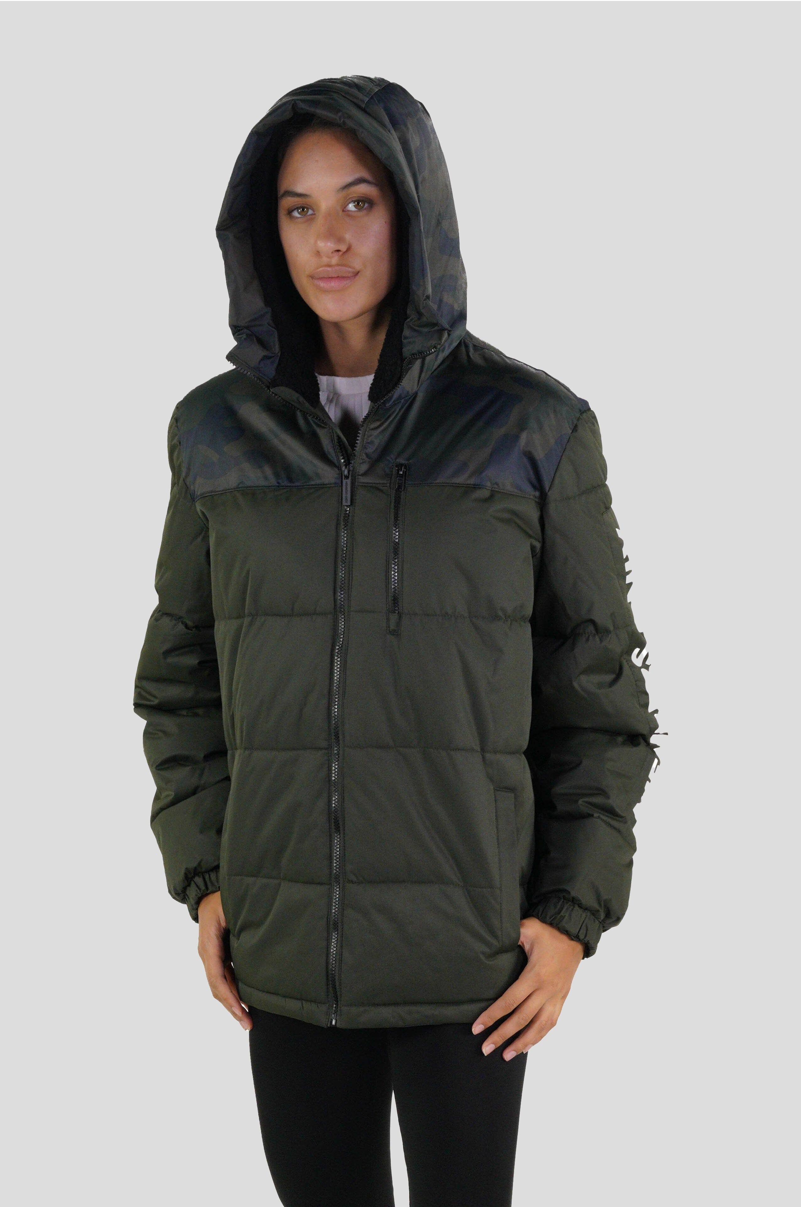 Women's Twill Block Puffer Oversized Jacket - FINAL SALE Womens Jacket Members Only OLIVE Small 