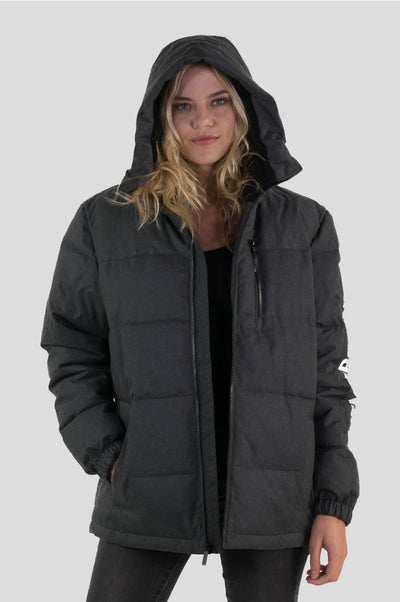 Women's Twill Block Puffer Oversized Jacket - FINAL SALE Womens Jacket Members Only CHARCOAL Small 