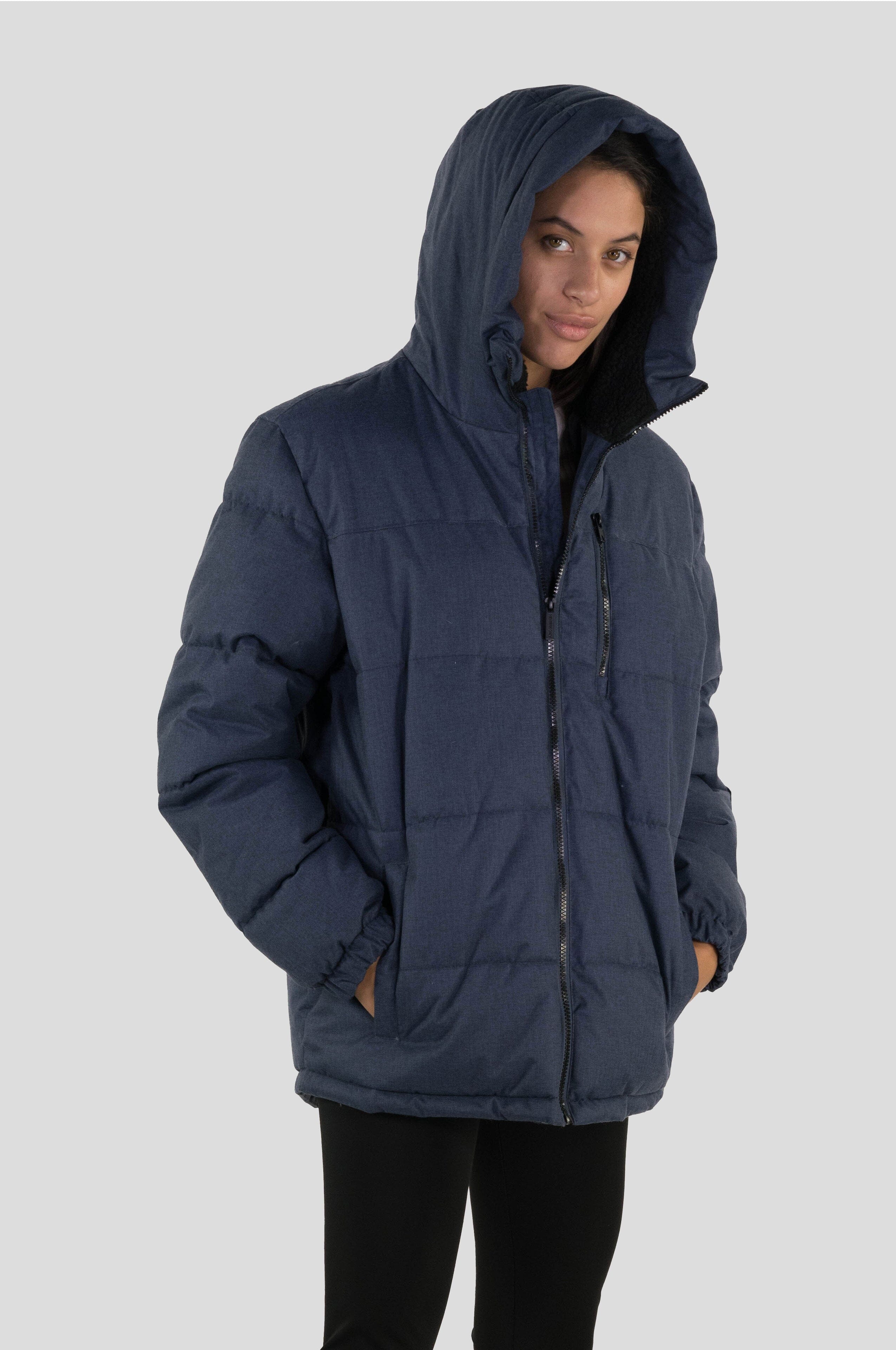 Women's Twill Block Puffer Oversized Jacket - FINAL SALE Womens Jacket Members Only NAVY Small 