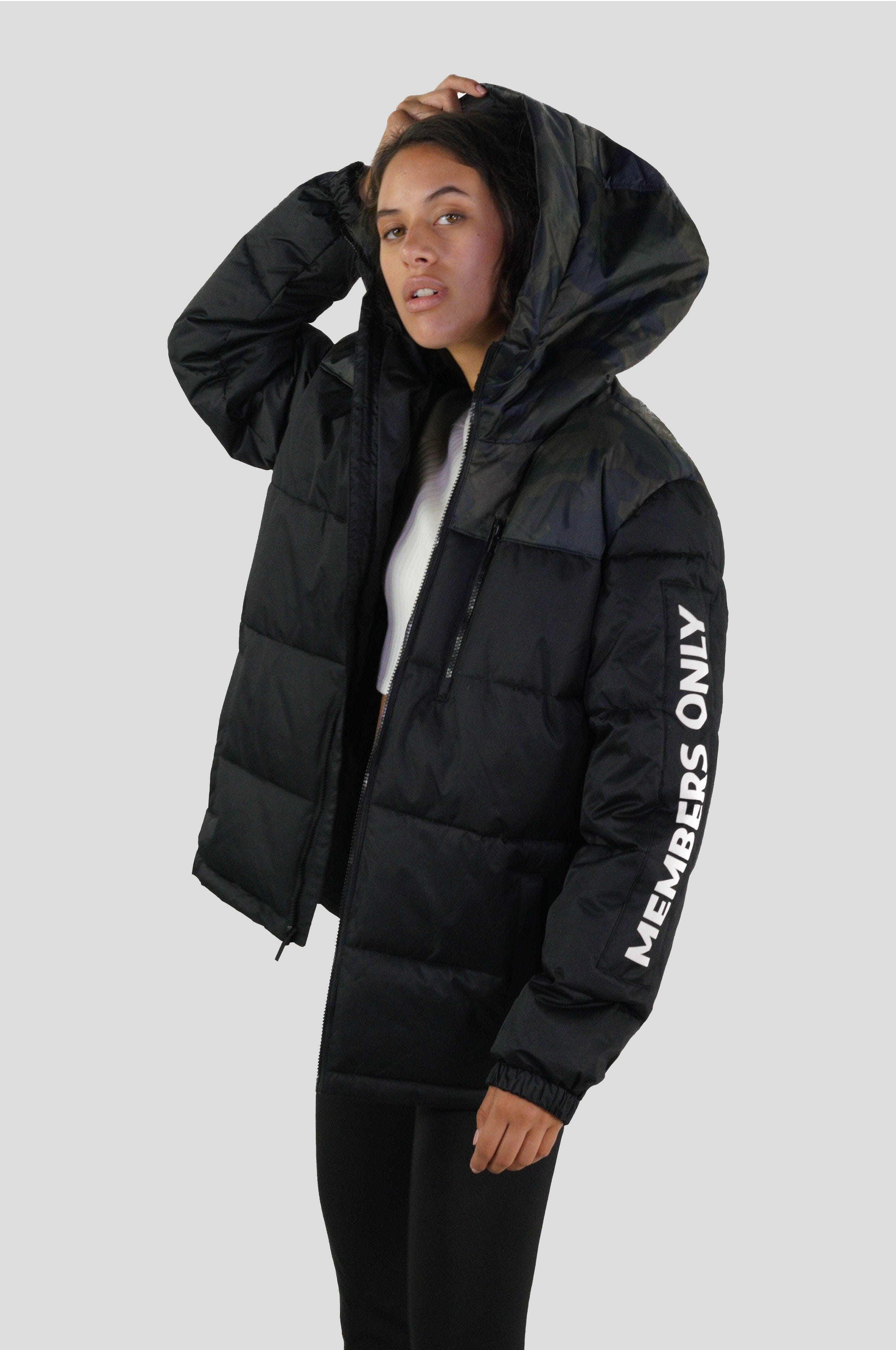 Women's Twill Block Puffer Oversized Jacket - FINAL SALE Womens Jacket Members Only 