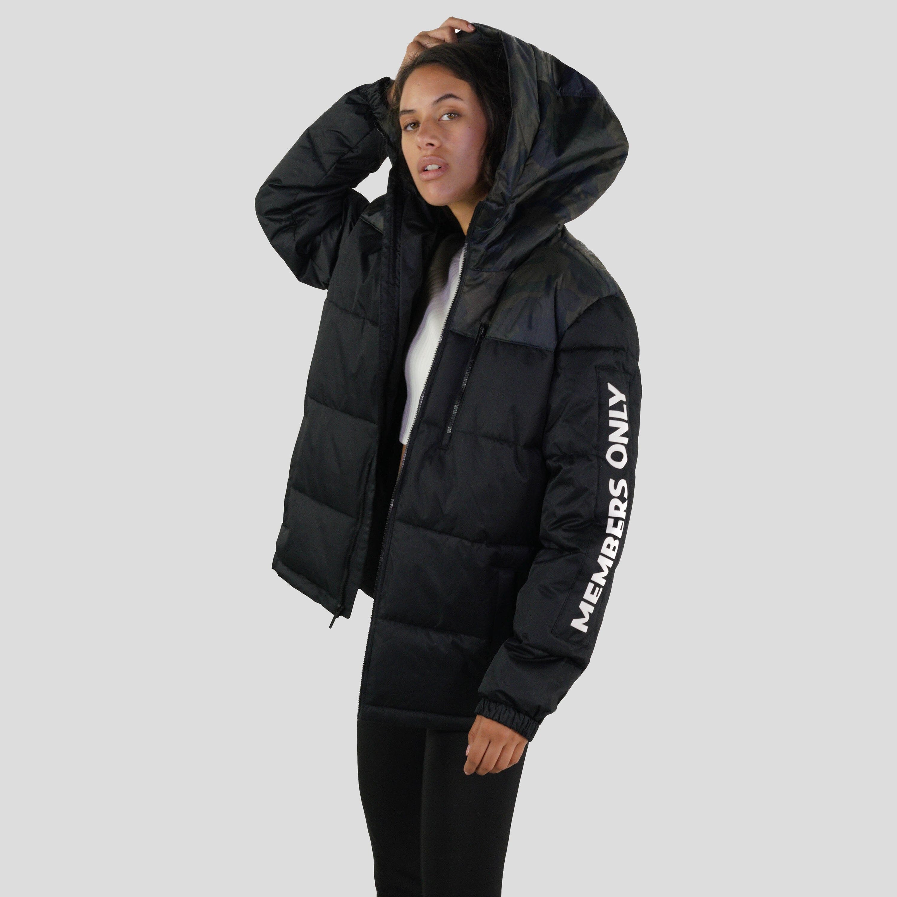 Women's Twill Block Puffer Oversized Jacket - FINAL SALE Womens Jacket Members Only 