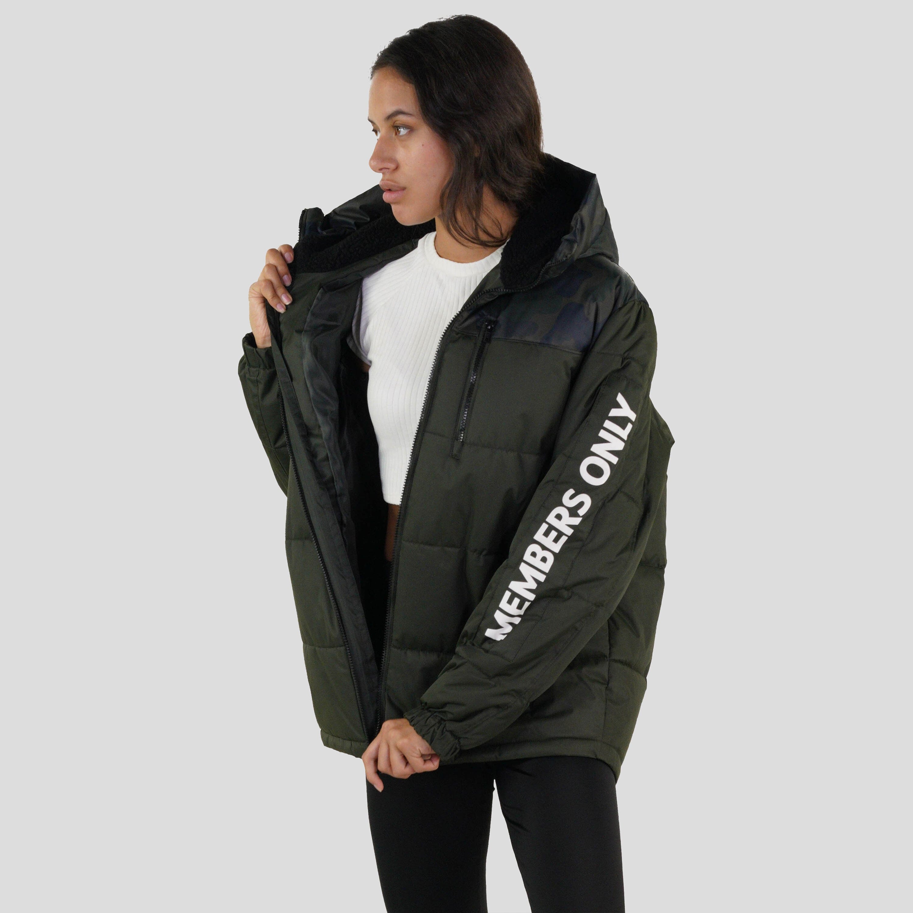 Women's Twill Block Puffer Oversized Jacket - FINAL SALE Womens Jacket Members Only 