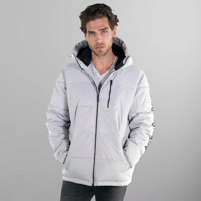 Men's Twill Block Puffer Jacket - FINAL SALE Men's Jackets Members Only Light Grey Small 