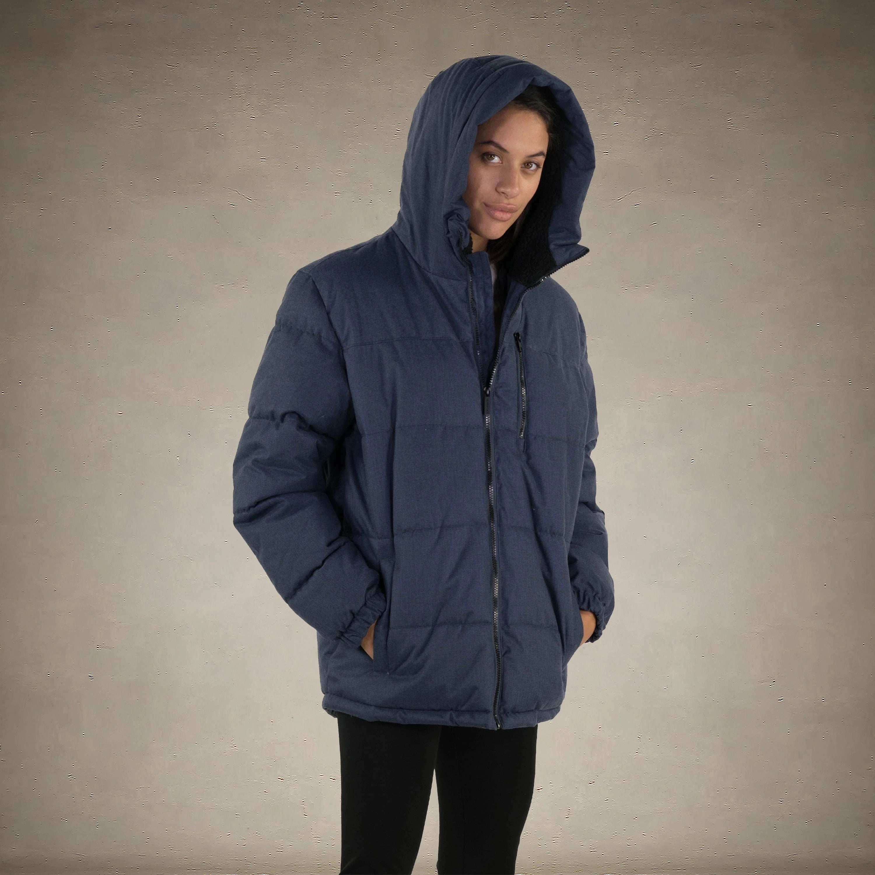 Women's Twill Block Puffer Oversized Jacket - FINAL SALE Womens Jacket Members Only® Navy Small 