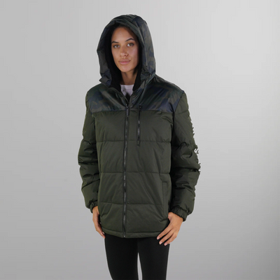 Women's Twill Block Puffer Oversized Jacket - FINAL SALE Womens Jacket Members Only Olive Small 