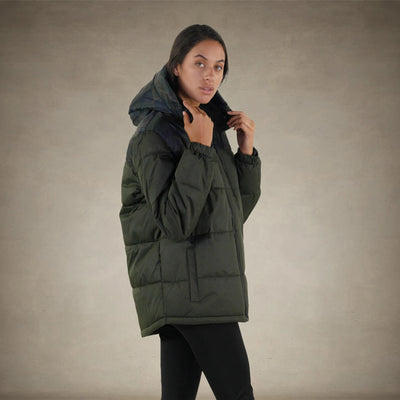 Women's Twill Block Puffer Oversized Jacket - FINAL SALE Womens Jacket Members Only® Olive Small 