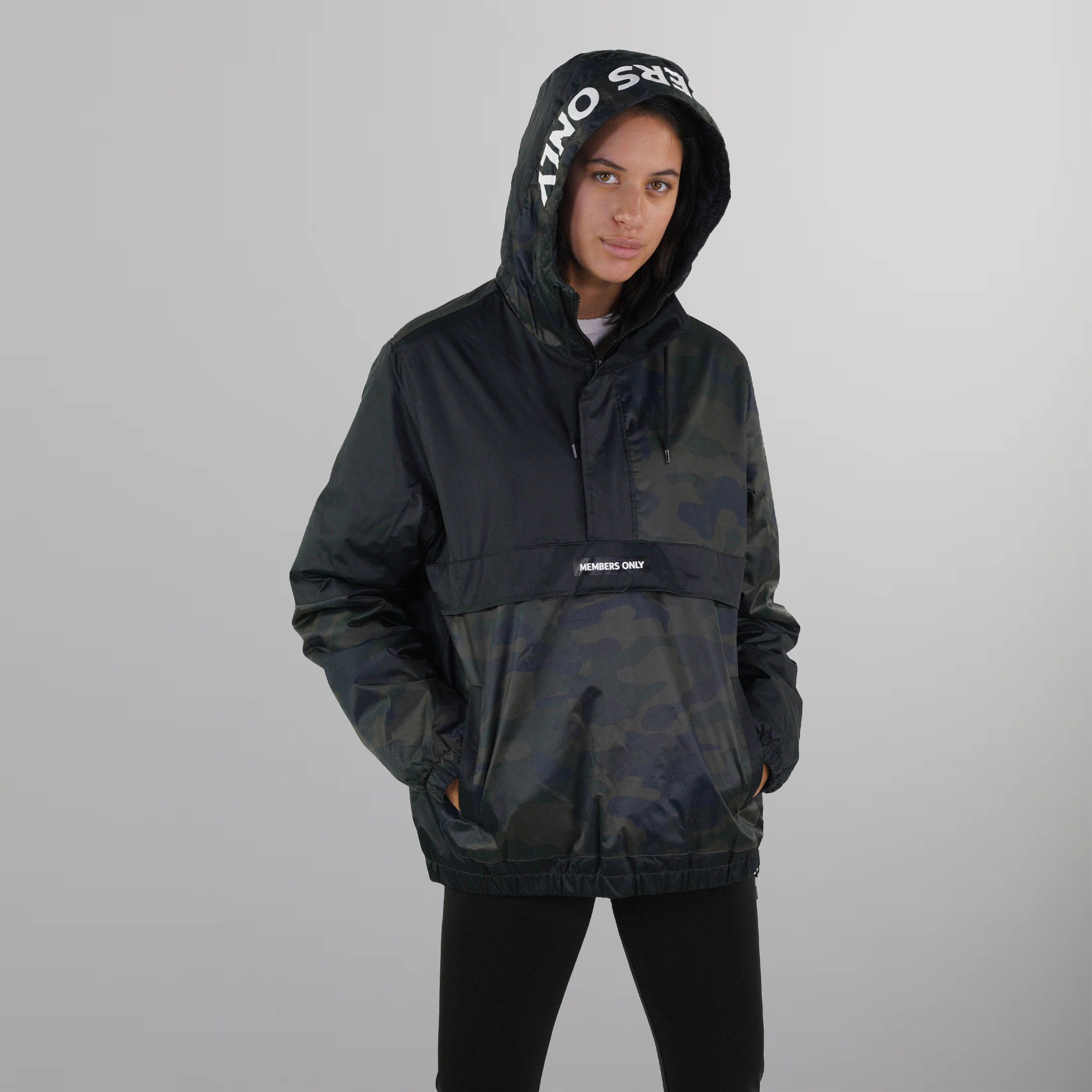 Women's Camo Popover Oversized Jacket - FINAL SALE Womens Jacket Members Only Black Small 