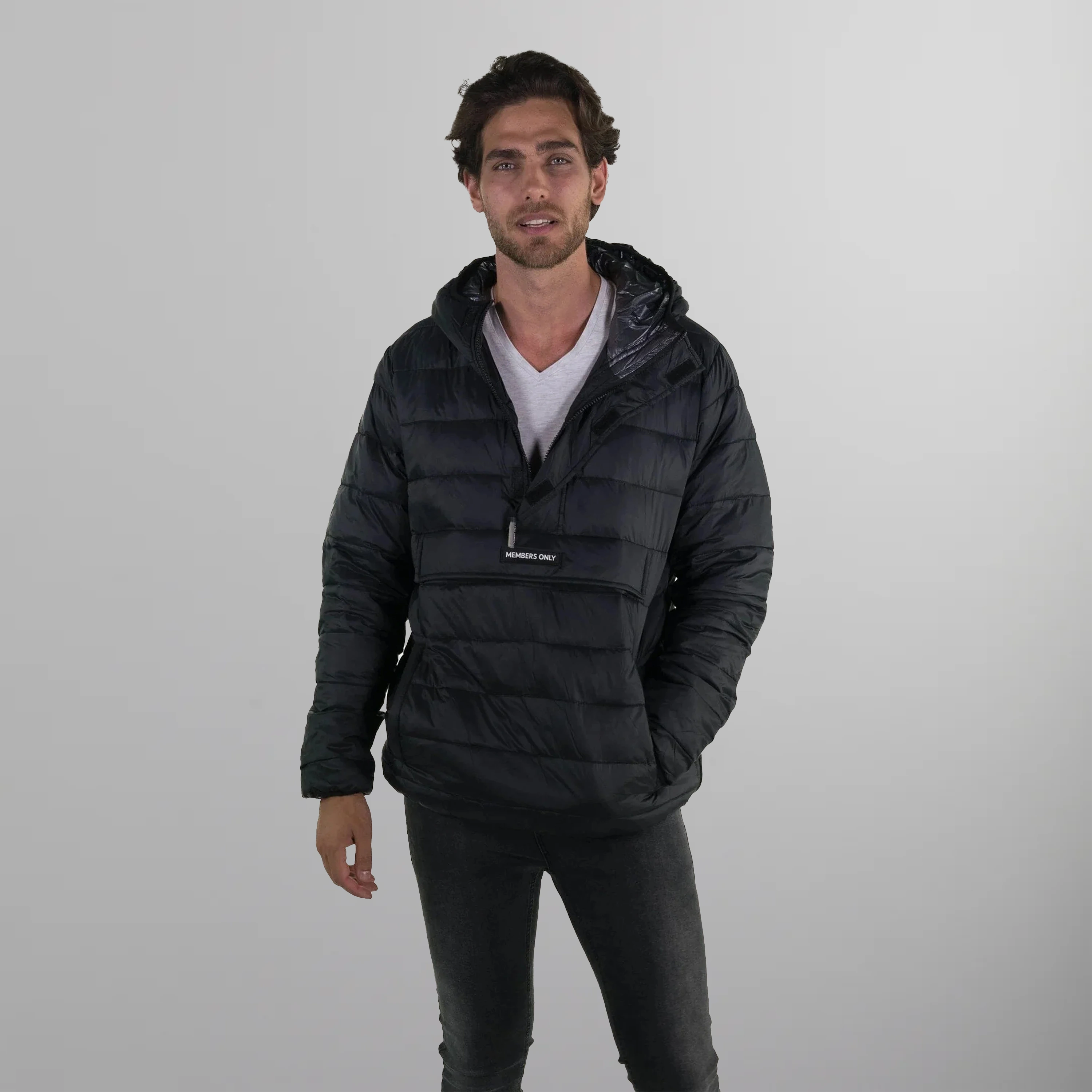 Men's Popover Puffer Jacket - FINAL SALE Men's Jackets Members Only |       Black