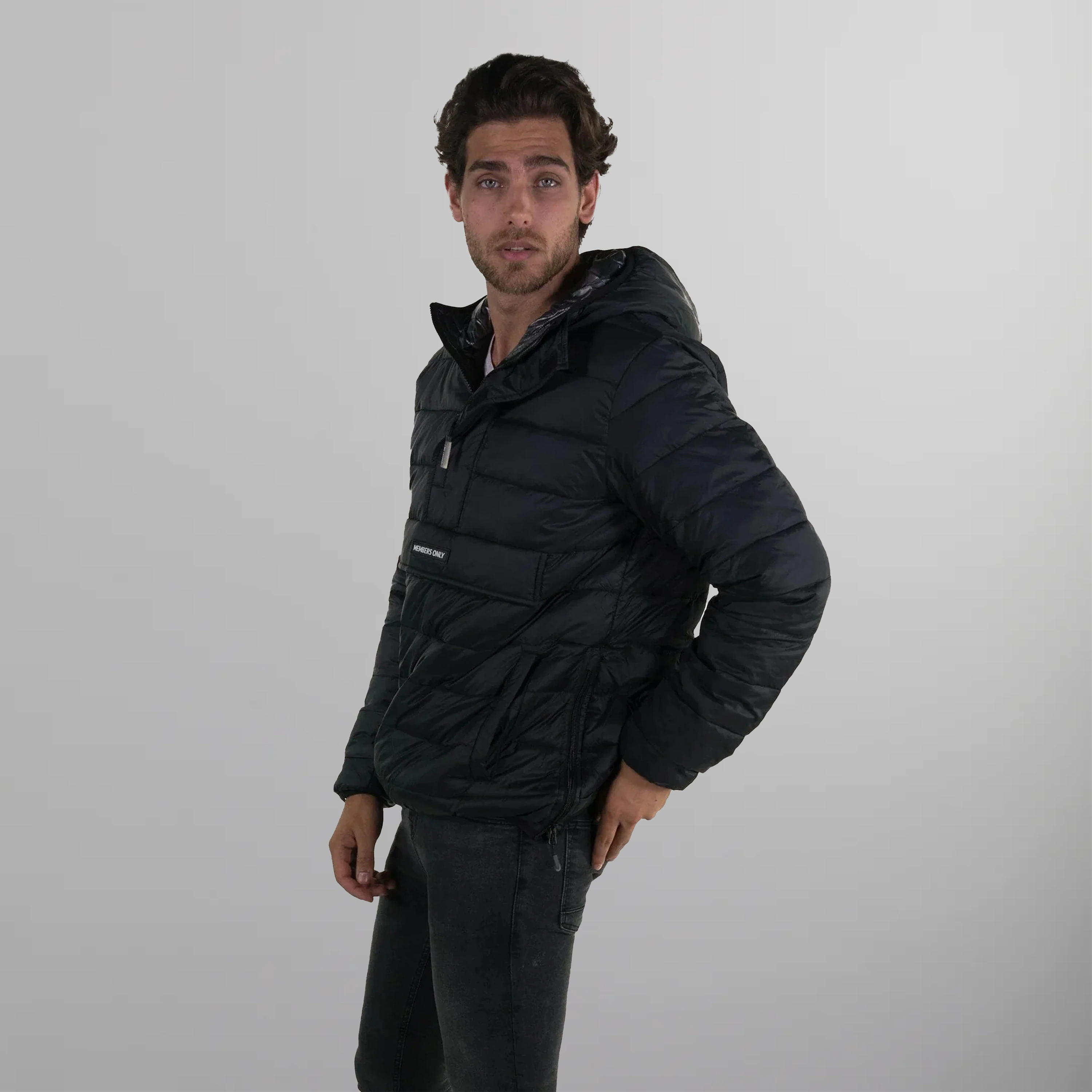 Men's Popover Puffer Jacket - FINAL SALE Men's Jackets Members Only |       Black