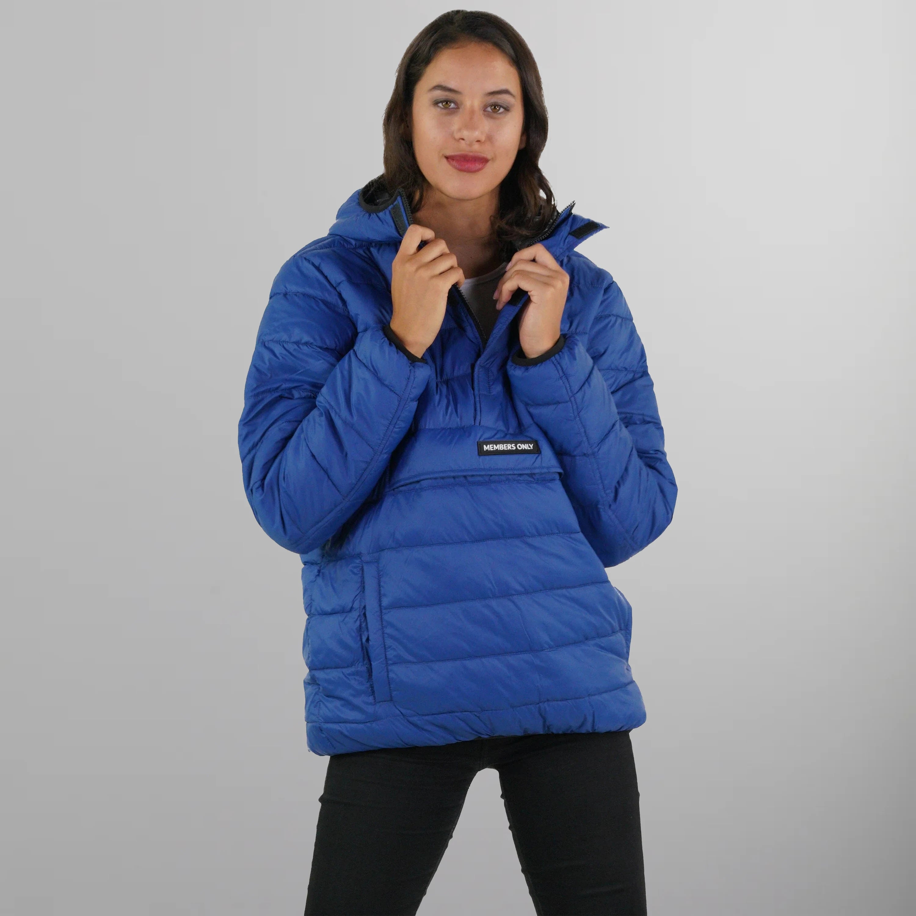 Blue oversized puffer jacket on sale